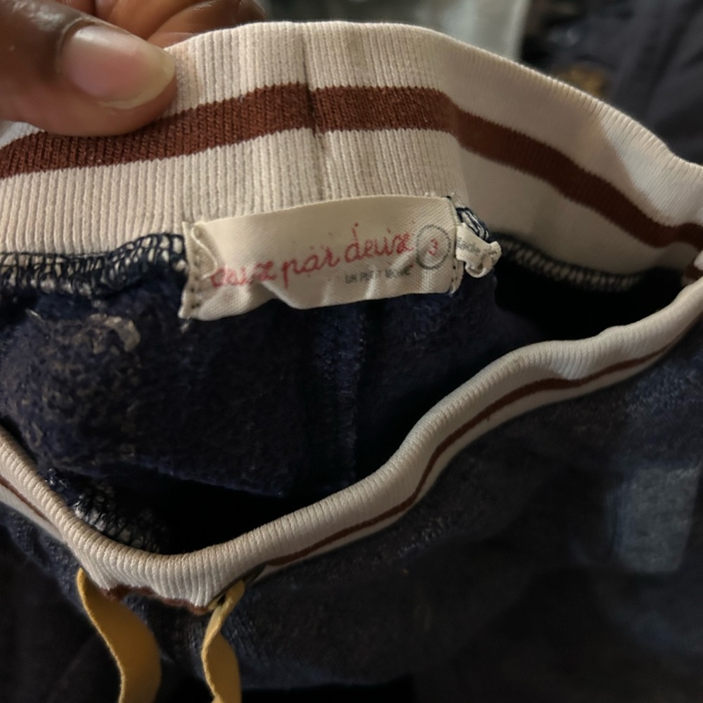 Deuse par Deuse size 3 Navy and Brown Striped Pants